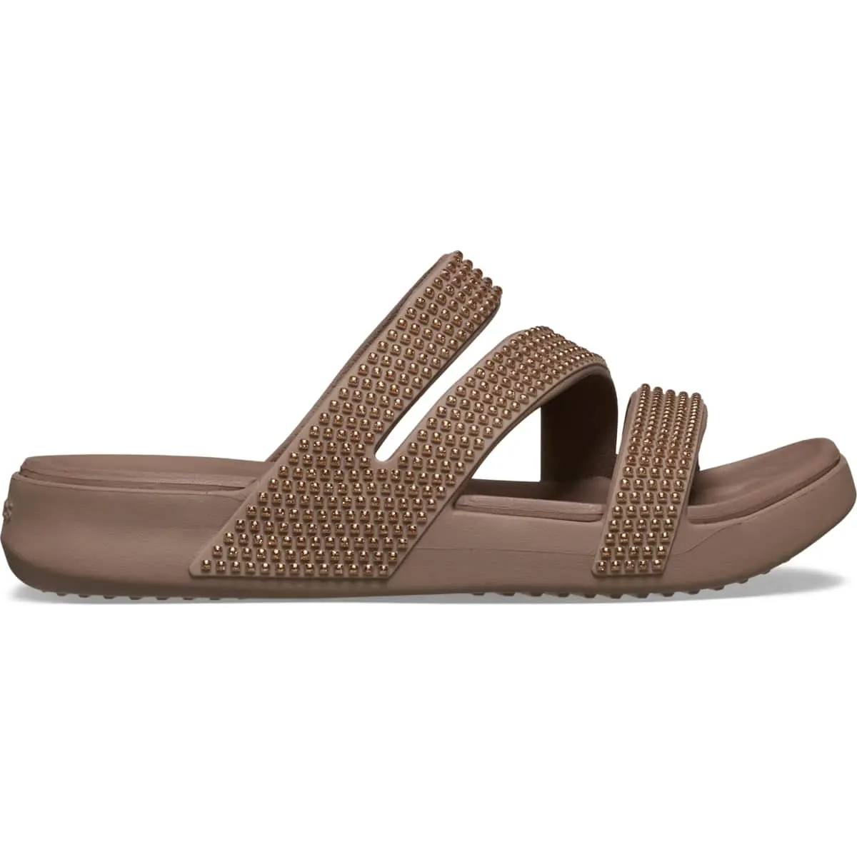 Women’s Rhinestone Strappy Sandals – Lightweight Cushioned Summer Slip-On Sandals for Vacation, Beach & Everyday Wear